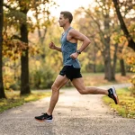 Běžec demonstrující správnou běžeckou biomechaniku a došlap